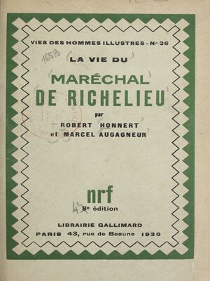 cover image of La vie du maréchal de Richelieu